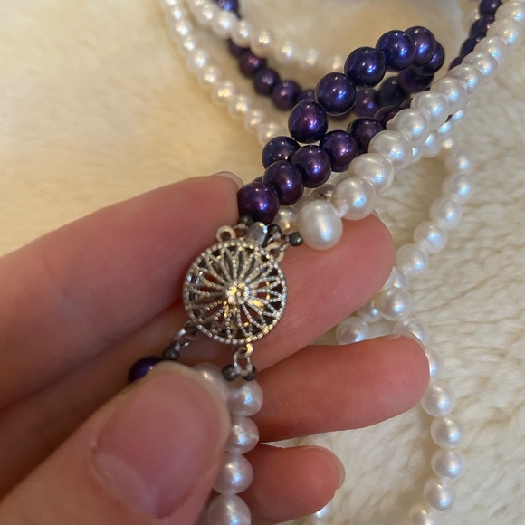 3 layers Genuine Fresh Water pearl necklace muti color - Picture 2 of 7